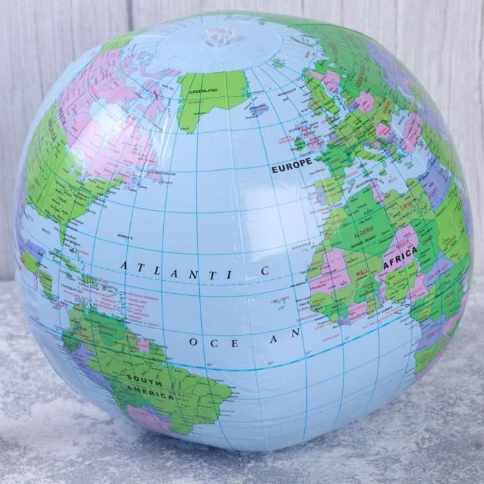 Globe Gonflable BUTYEAK - 2 Ballons Terre En PVC Pour Apprentissage Et Jeux | Piscine, Plage, Salle De Classe | Diamètre 40cm