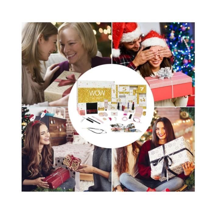 Calendrier de l'Avent Maquillage 2025, 24 Jours Calendrier de l'Avent Beauté pour Femmes, Compteur à Rebours de Noël Rempli de Kits de Maquillage