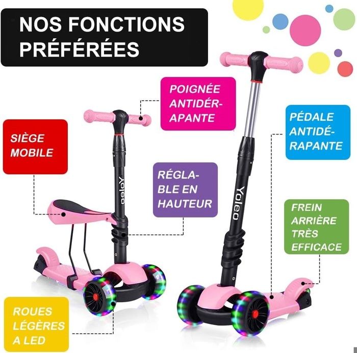 Trottinette pliable pour enfant 66x33x80 cm avec guidon réglable bleu marine Trottinette pliable pour enfant 66x33x80 cm avec guidon réglable bleu marine