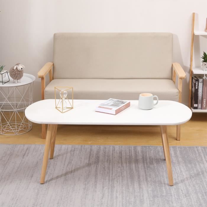 Table basse design moderne - Scandinave - Blanc - HOMEWELL - 110x55x45 ...