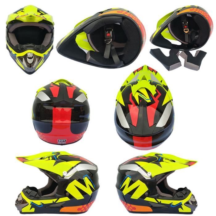 Casque Motocross DOT/ECE - Avec Lunettes, Masque Et Gants - Pour Homme Et Femme