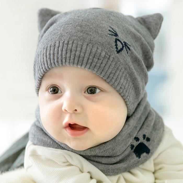 Bonnet à capuche avec écharpe et cache-oreilles pour bébé, bonnet chaud  pour enfants, chapeaux mignons pour garçon et fille, ensemble écharpe, 6  mini-golf, 4 ans, automne et hiver - AliExpress