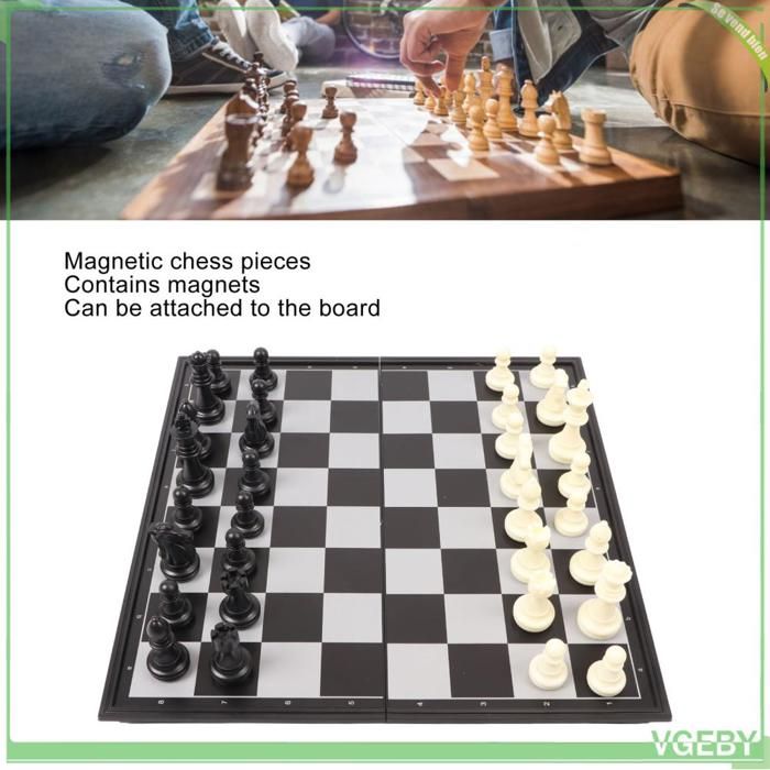 Echec Magnetique Jeux Magnetique Enfant Jeu D'échecs Magnétique - Plateau Bois - 20 Pierres