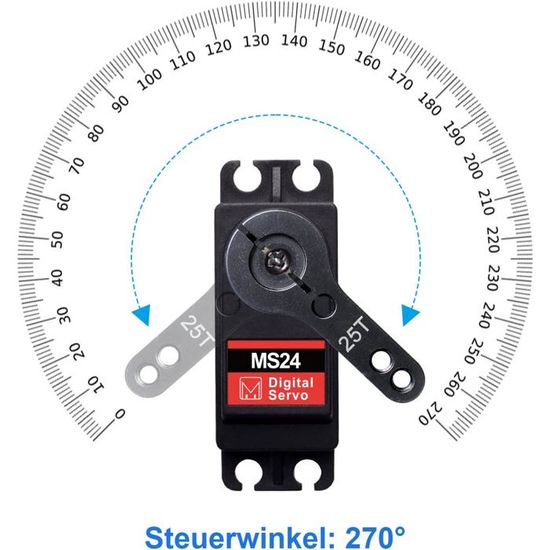 Miuzei Lot De 3 Servos Numériques 20kg – 270° – Étanches IP66 – Engrenages Métal – Pour Modèles RC, Robots, Bras
