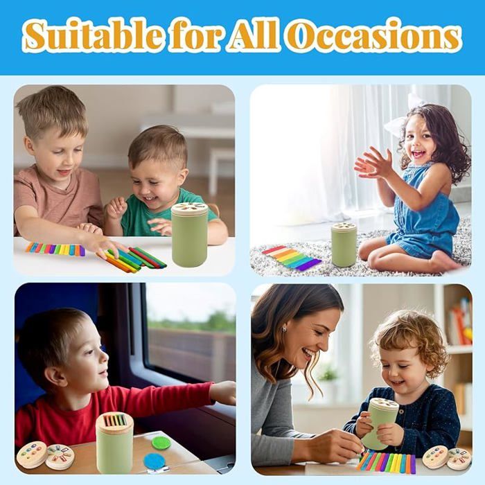 Activity Board Bâton en bois coloré pour enfant jouet d'équilibre éducatif pour la motricité fine et le tri des