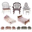 Ensemble de meubles Miniatures pour maison de poupée, fauteuil, coiffeuse, lit, canapé à fleurs, 1:12 SET DE SOIN - STB16116-0