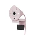 Logitech Brio 300 Webcam Full HD avec confidentialité, micro à réduction de bruit, USB-C - Rose-0