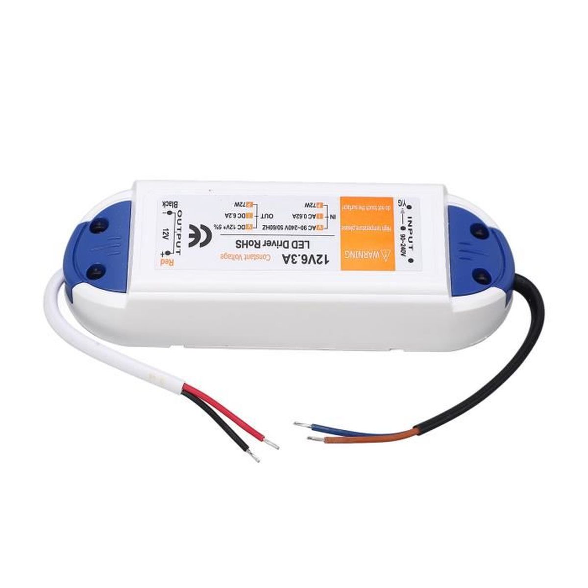 ESTINK Pilote LED Driver LED 6.2A 72W AC90‑240V à 12V Transformateur d ...