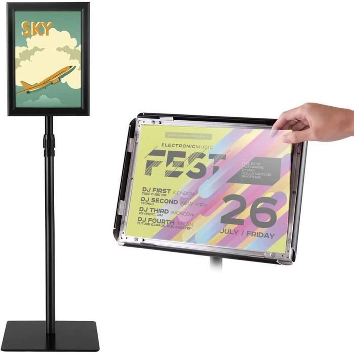Support D'Affiche VAIIGO - Double Face, Hauteur Réglable Jusqu'à 190cm, Base Lourde