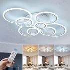 DELIPOP Plafonnier LED moderne 142W Blanc Lustre de Plafond dimmable pour salon chambre salle à manger - 8 Lumières anneaux - 105cm