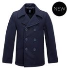 BRANDIT Veste Pea Coat - US Caban - Noir Boutons - Marine - Homme