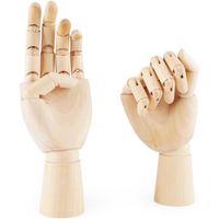 Main artistique en bois, mannequin articulé articulé en bois,  modèle avec doigts flexibles (10 pouces main gauche + droite)