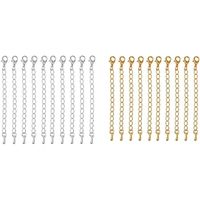 40pcs Chaînette d’Extension avec Fermoir pour Prolongateur de Chaîne Bracelet à Breloques Collier De Bijoux   Or + Argent - 70mm