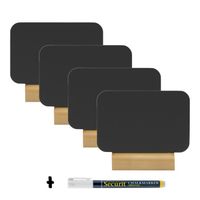 Lot de 4 Silhouettes mini ardoise ''rectangle''- Socle en bois - Feutre-craie inclus - Securit