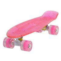 Skateboard Rétro Cruiser avec planche rose de 56 cm – Roues roses de 59 mm à DEL qui s’illuminent quand elles tournent + sac de