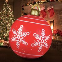 Light Up PVC Inflatable Christmas Ball,26 Inch Large PVC Inflatable Outdoor Christmas Decorated Ball with Light,Remote,Stand Firmly