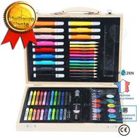 CONFO® Coffret en bois pour enfants 67 stylos aquarelle, pastels à l'huile, plomb de couleur, beaux-arts, cadeaux de peinture, ensem