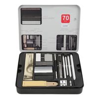 Tbest Coffret 70 crayons à dessin graphite professionnels - Set complet d'outils de dessin - Boîte en fer