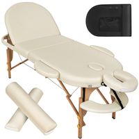 TECTAKE Table de massage portable pliante à 3 zones Pliable et réglable en hauteur 230 x 104 x 60 - 85 cm - Beige