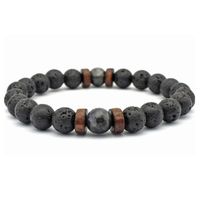 Zense - Bracelet ajustable homme perles noires lisses magma et onyx ZB0342