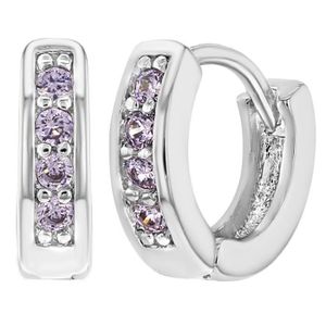 Plaqu/é Rhodium Filles In Season Jewelry Petit Anneau Immense Rose chaud Cristal Fleur Boucles d/’oreilles