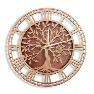 HORLOGE - PENDULE Horloge,Horloge murale en bois avec arbre de vie, 