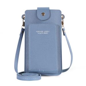 TOUT EN UN couleur Gris bleu Portefeuille multifonctionnel pour femmes, pochette pour téléphone portable, grande capacit