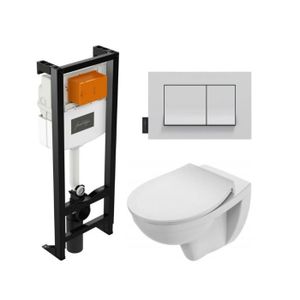 WC - TOILETTES Jacob Delafon - Pack WC suspendu sans bride Patio + abattant + plaque + bâti