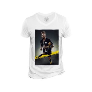 MAILLOT DE FOOTBALL - T-SHIRT DE FOOTBALL - POLO DE FOOTBALL T-shirt Homme Col V Neymar Celebration But Paris Football Bresil Star Maillot Noir