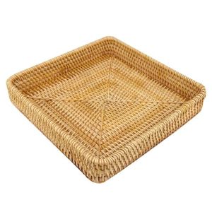 Lot De 3 Plateaux De Service Rectangulaires En Osier – Style Contemporain