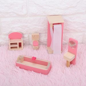 MAISON POUPÉE Mini ensemble de meubles en bois de simulation réaliste pour accessoire de maison de poupée 1:12 (toilettes)