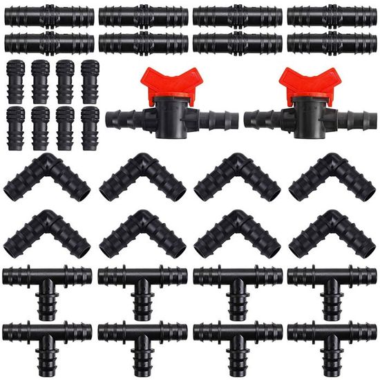 Raccord Jardin Irrigation Raccords De Serrage H2O-Flex Black Edition - Lot 20 Pièces Pour Tuyau PE 20mm Raccord Arrosage 16 Bar