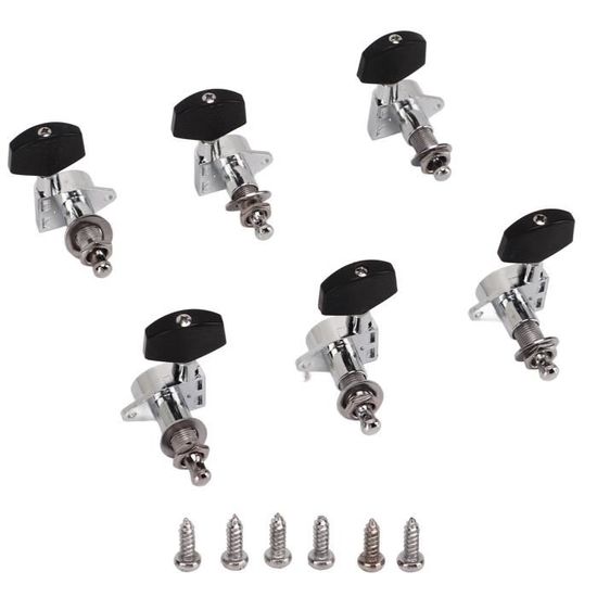Alnicov 6R Pince à Cordes Verrouillées Chevilles De Guitare Noires - Mécaniques Scellées Pour Guitare
