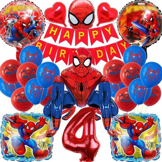 Ballons Aluminium Spider 5 Pièces | Décoration Anniversaire Enfant | Ballons Chiffre Et étoiles Rouge Et Bleu - 11