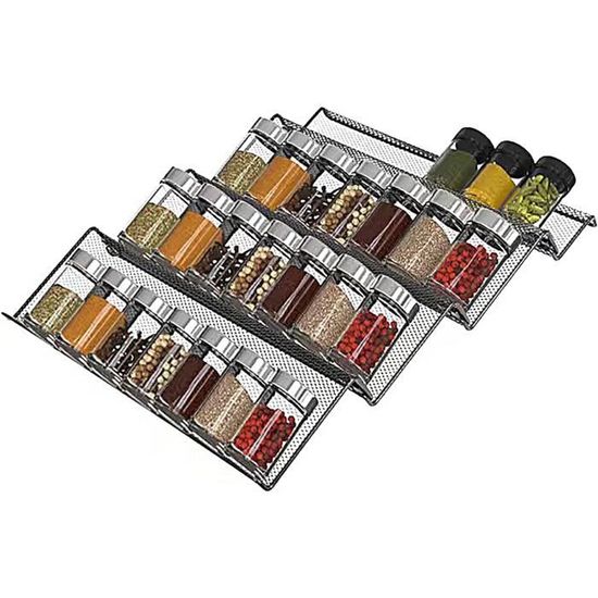 Organisateur D'épices Extensible 4 Niveaux Pour Tiroir - Adaptable 33-62cm - Avec Picots Antidérapants