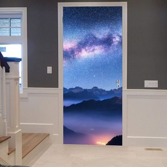 Sticker Porte 3D Effet Diamant Argent - 2 Rouleaux 42.5x200cm - Autocollant PVC Imperméable Pour Décoration Intérieure - 4