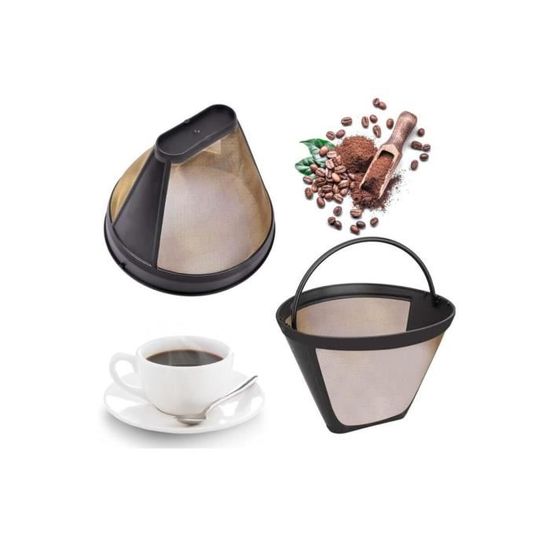 2 Pièces Filtre à Café Réutilisable Doré - Filtre Permanent Universel 100 Mailles En Acier Inoxydable 304 Pour Cafetières 8-12 Tasses