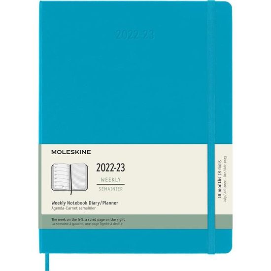 Moleskine Agenda Quotidien 2026 – 12 Mois Journalier Pocket Bleu, Couverture Rigide, Fermeture Élastique, Idéal Organisation Quotidienne