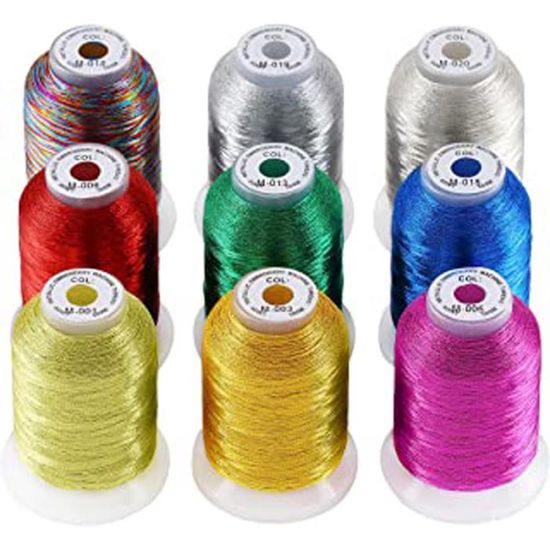 New Brothread 20 Couleurs Métallisé Fil à Broder Machine 500M - Kit Fil Métallique Brillant Pour Broderie Informatisée