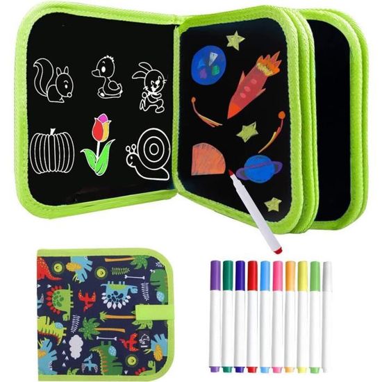 Livre De Coloriage Effaçable Pour Enfants - Avec 12 Crayons, Réutilisable, Portable, Pour Voyages, âge 2-6 Ans