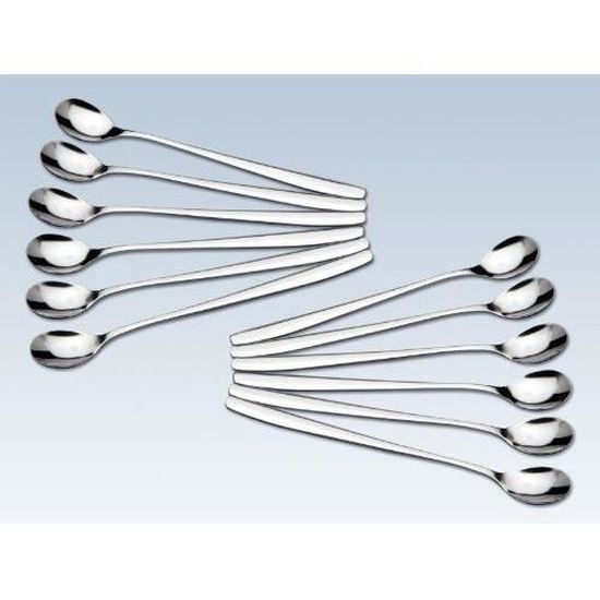 Lot 12 Cuillères Long Drink Inox 19 Cm – Extra Longues Pour Cocktails, Milkshakes, Verres Hauts, Yaourt, Glace