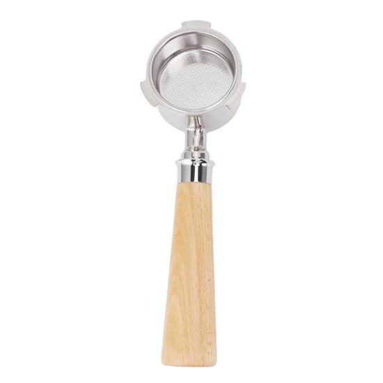 Porte-filtre Sans Fond 58 Mm Pour Machine à Café - Manche En Bois Hêtre, Acier Inoxydable, 3 Oreilles
