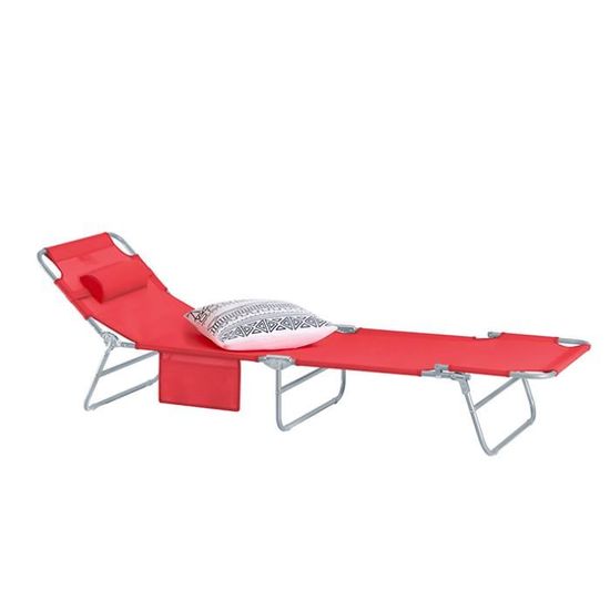 SoBuy® OGS35-R Bain de soleil Transat de Jardin Chaise Longue Pliant Chaise de Camping inclinable, pliable et réglable - Rouge