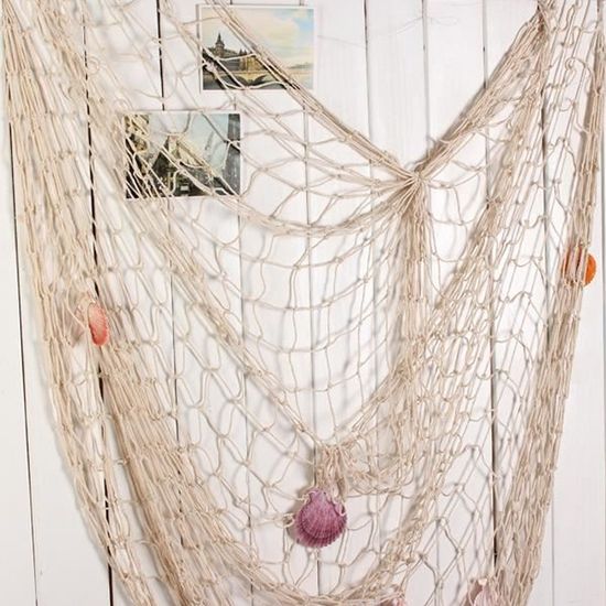 Filet Peche Decoratif Filet De Peche Decoratif,100Cm × 200Cm Décoration Marine,Méditerranéen Style Maison Avec 9 Deco Mer