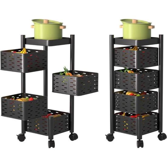 Étagère De Cuisine Rotative à 3 Niveaux HOMCOM - Rangement D'angle, Métal Et Panneau, Design Moderne - 7