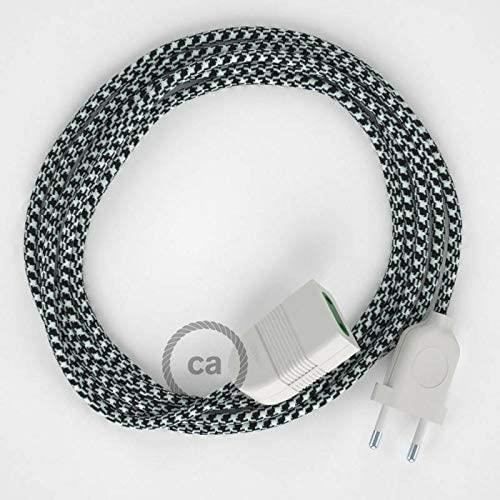 Rallonge électrique avec câble textile rp04 effet soie bicolore blanc ...