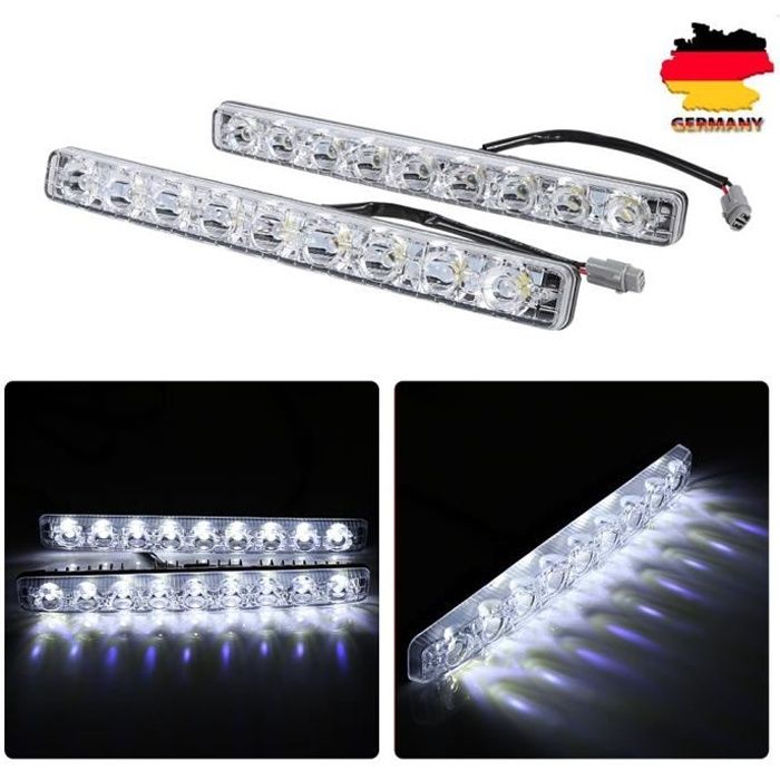 2pcs 9 LED feux diurnes blanc voiture bande LED DRL lumière lampe Brouillard éclairage étanche Feux de circulation diurnes 12 V