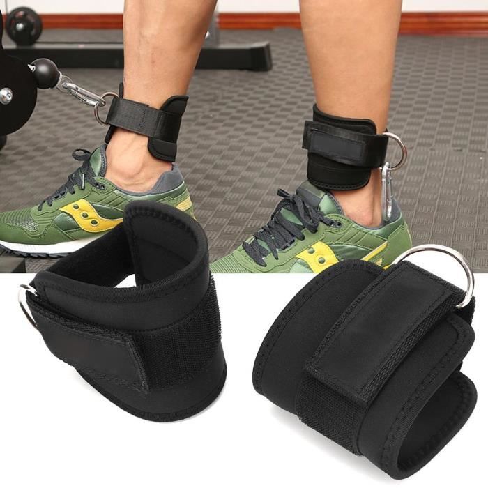 Sangle d'Ancrage de Cheville à Anneau en D Fitness pour Exercice de Force des Machines à Câbles(Noir )-JIA