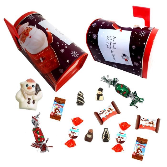 2 Boites aux lettres du Père Noël garnie de 30 chocolats Kinder, Cémoi, moulage - IDEE CADEAU NOEL