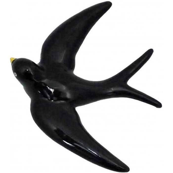 Hirondelle noire en céramique 19 cm x 17 cm